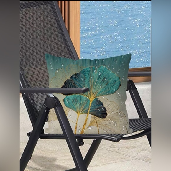 💐🔵Set of 2-Ginkgo Biloba Print Indoor/Outdoor Waterproof Covers Without Filler - Picture 6 of 9
